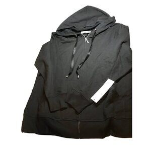 Christine Alexander 3XL  Black Cotton Hooded TRACK Jacket RETRO Dance Yoga Gym